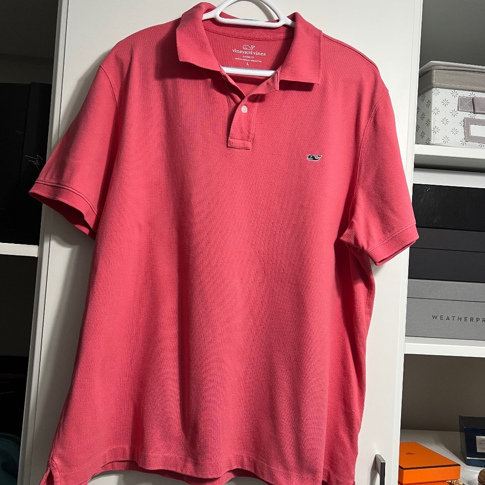 Vineyard vines Men’s Polo,  Size L, 100% cotton, dark pink colour
